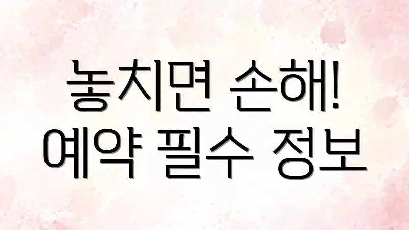 놓치면 손해! 예약 필수 정보
