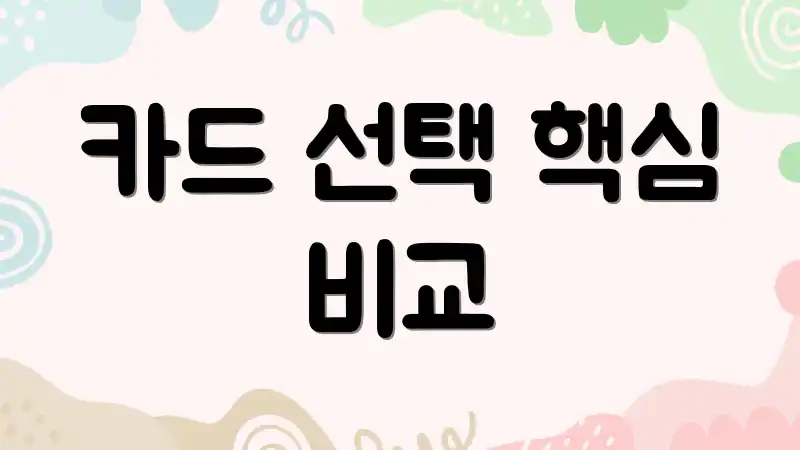 카드 선택 핵심 비교