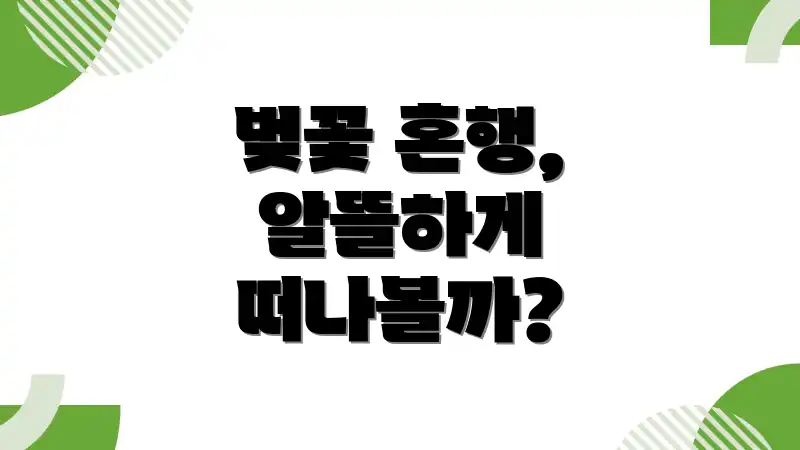 벚꽃 혼행, 알뜰하게 떠나볼까?