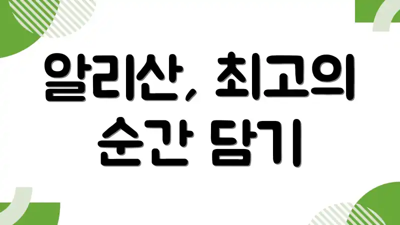 알리산, 최고의 순간 담기