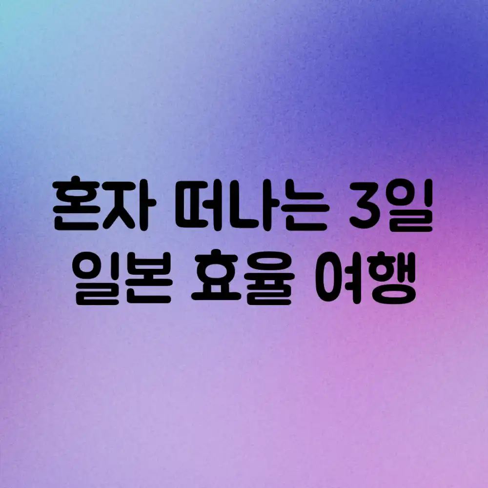 혼자 떠나는 3일 일본 효율 여행!