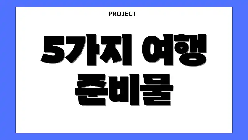 5가지 여행 준비물