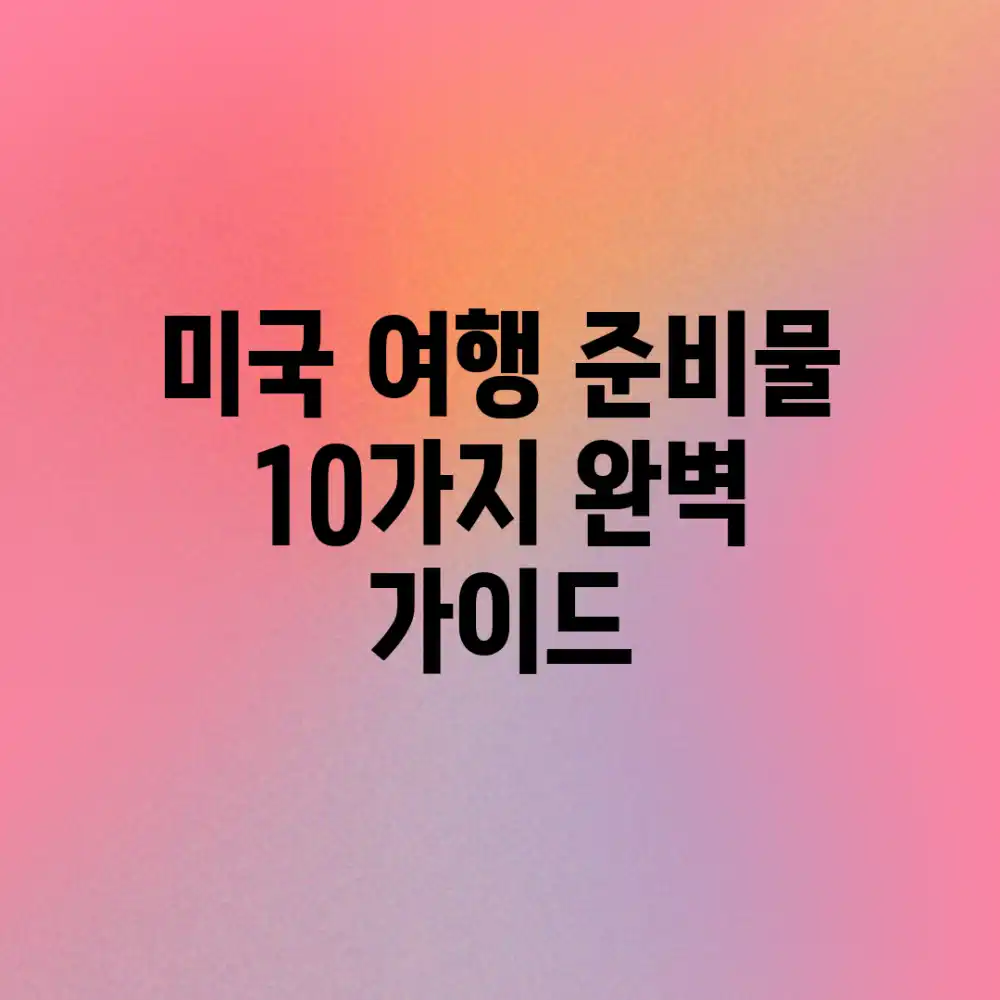 미국 여행 준비물 10가지! 완벽 가이드