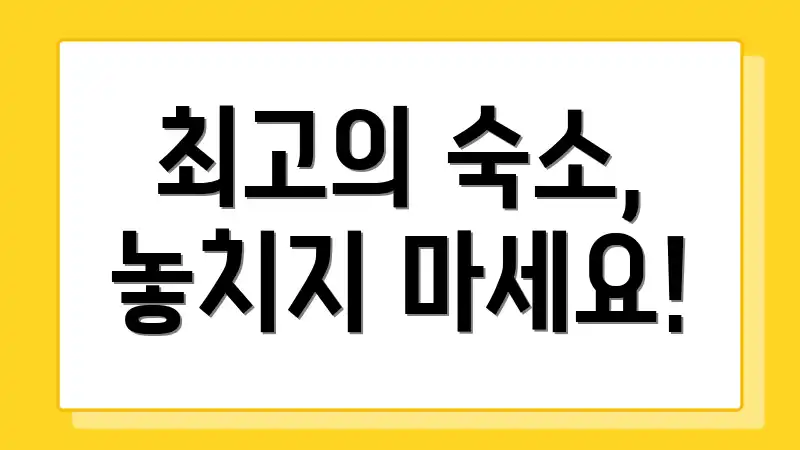 최고의 숙소, 놓치지 마세요!