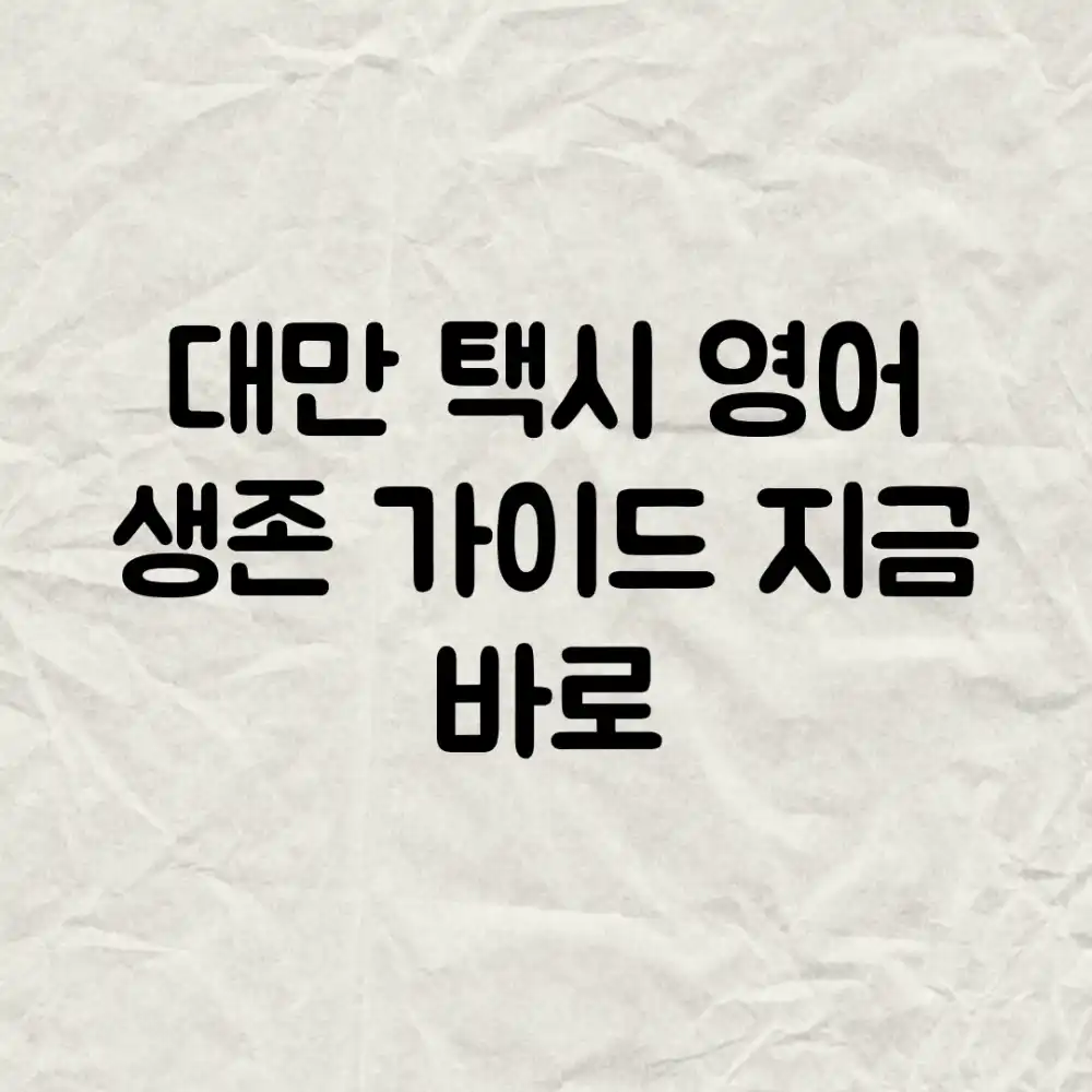 대만 택시 영어 생존 가이드: 지금 바로!