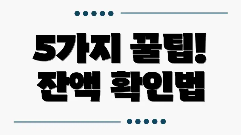 5가지 꿀팁! 잔액 확인법