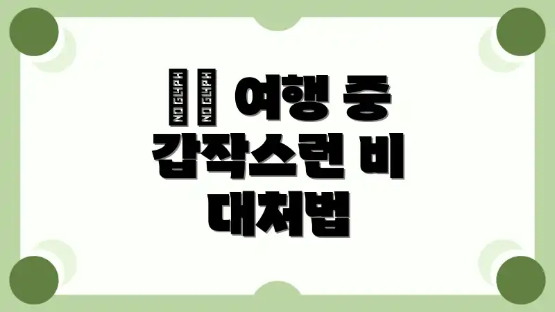 ☔️ 여행 중 갑작스런 비 대처법