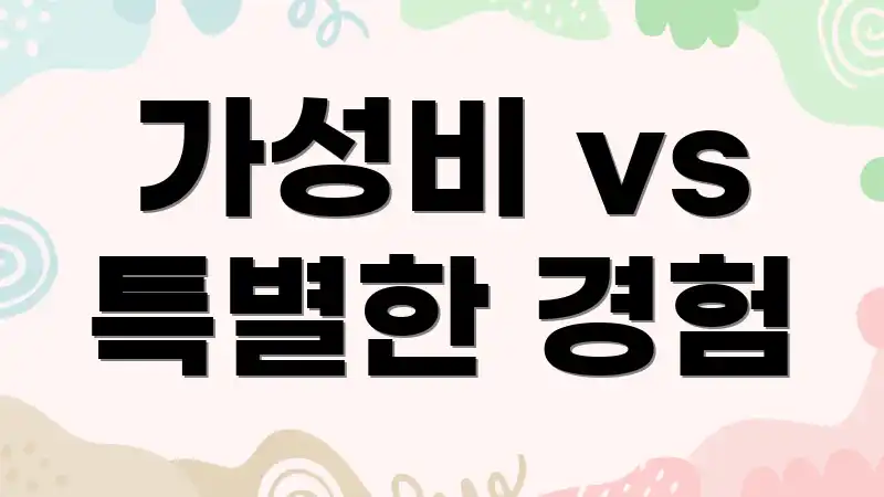 가성비 vs 특별한 경험