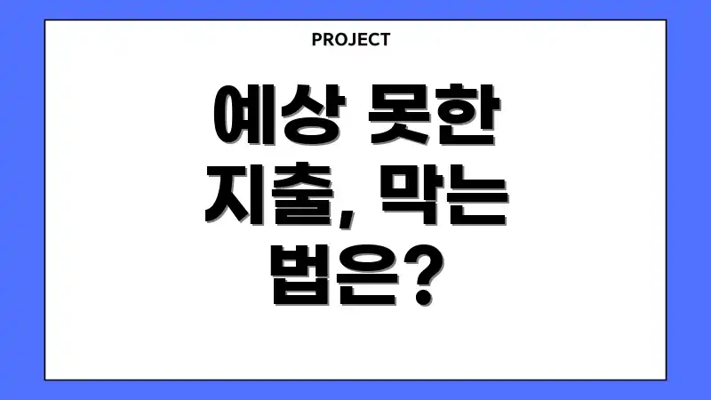 예상 못한 지출, 막는 법은?