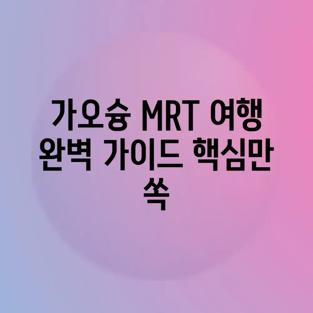 가오슝 MRT 여행 완벽 가이드: 핵심만 쏙! 가오슝 MRT 여행 완벽 가이드: 핵심만 쏙!