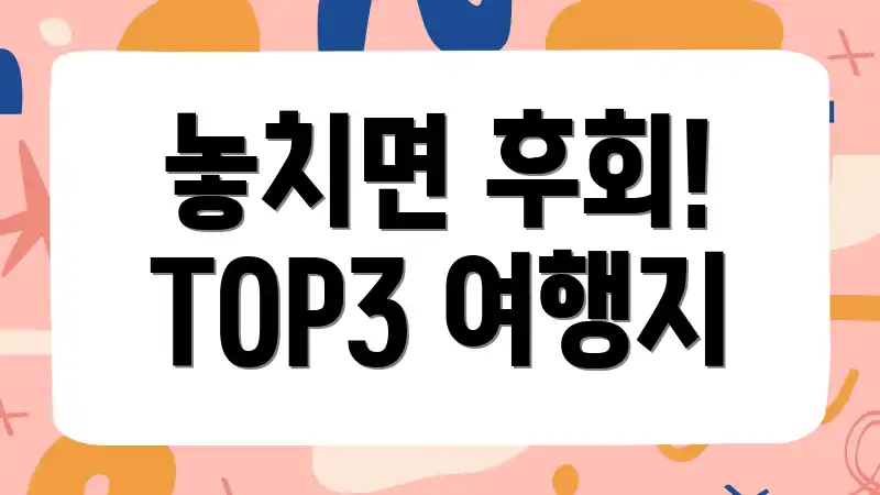 놓치면 후회! TOP3 여행지