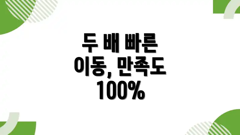 두 배 빠른 이동, 만족도 100%