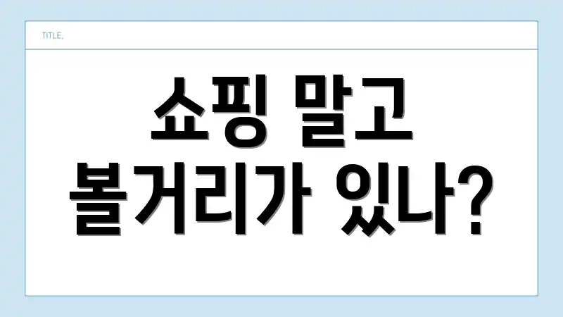 쇼핑 말고 볼거리가 있나?