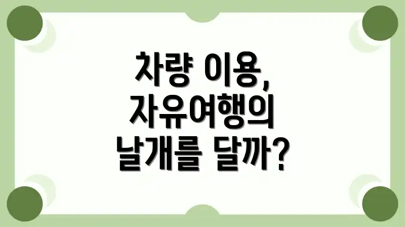 차량 이용, 자유여행의 날개를 달까?