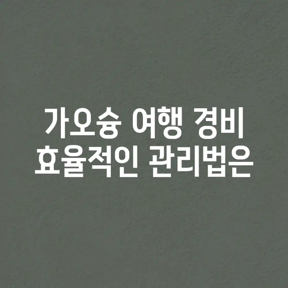 가오슝 여행, 경비 효율적인 관리법은? 가오슝 여행, 경비 효율적인 관리법은?