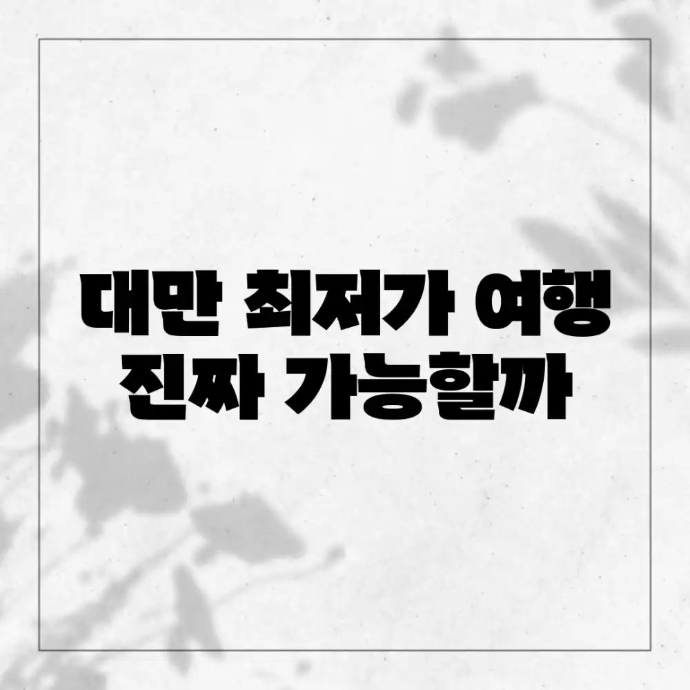대만 최저가 여행, 진짜 가능할까?