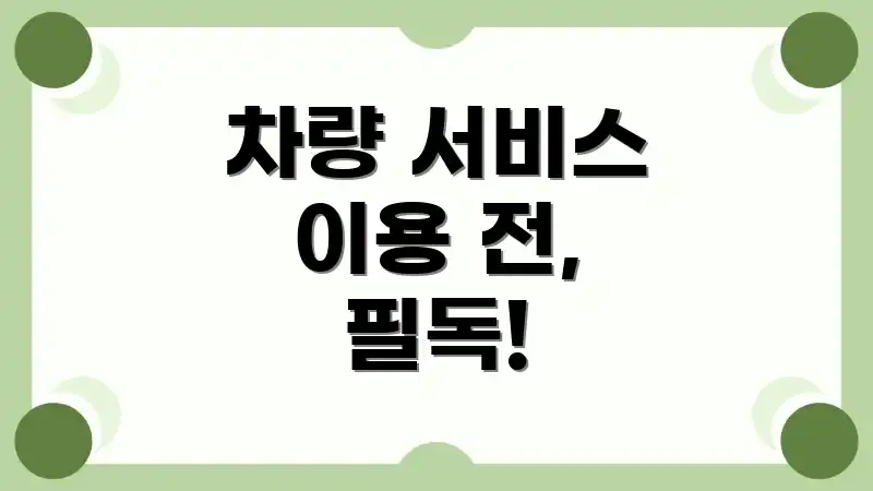 차량 서비스 이용 전, 필독!