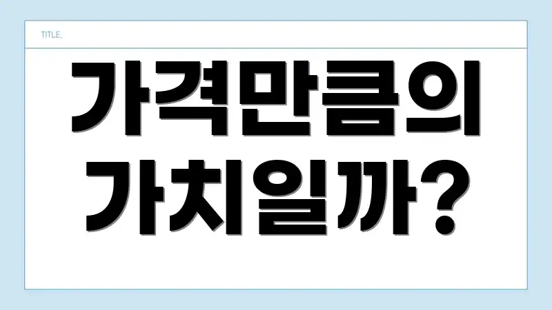 가격만큼의 가치일까?