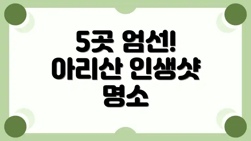 5곳 엄선! 아리산 인생샷 명소