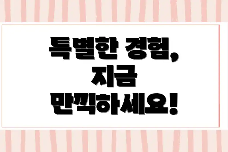 특별한 경험, 지금 만끽하세요!