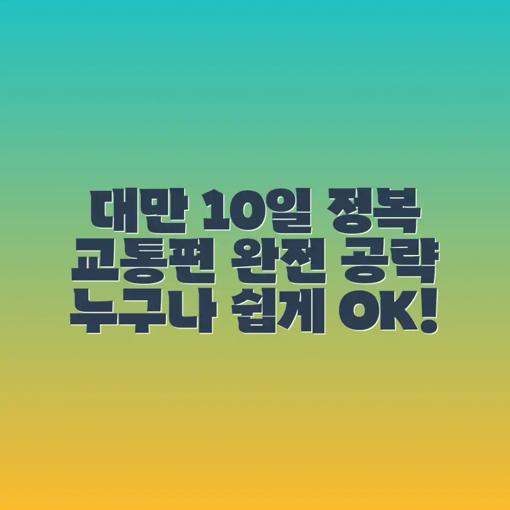 대만 10일 여행, 교통편 완전 정복! 누구나 쉽게