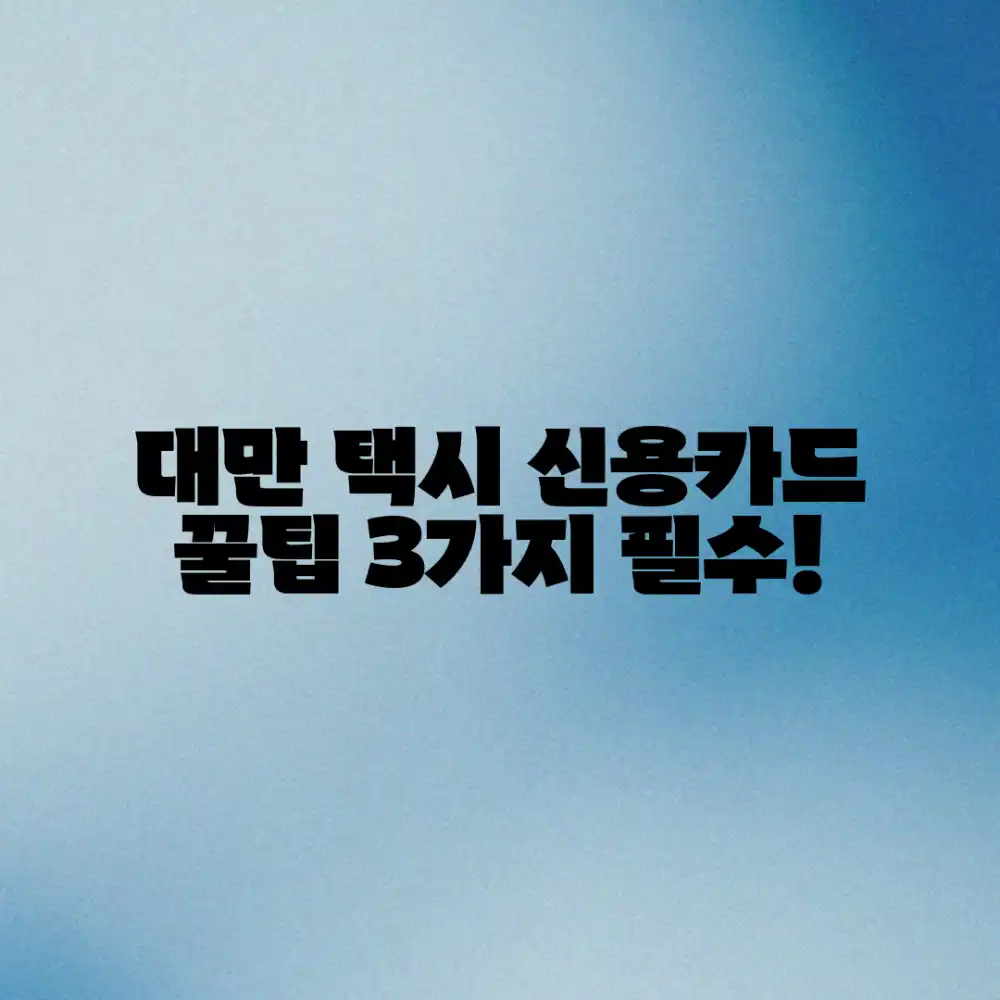 대만 여행 준비 끝! 택시 신용카드 3가지 꿀팁