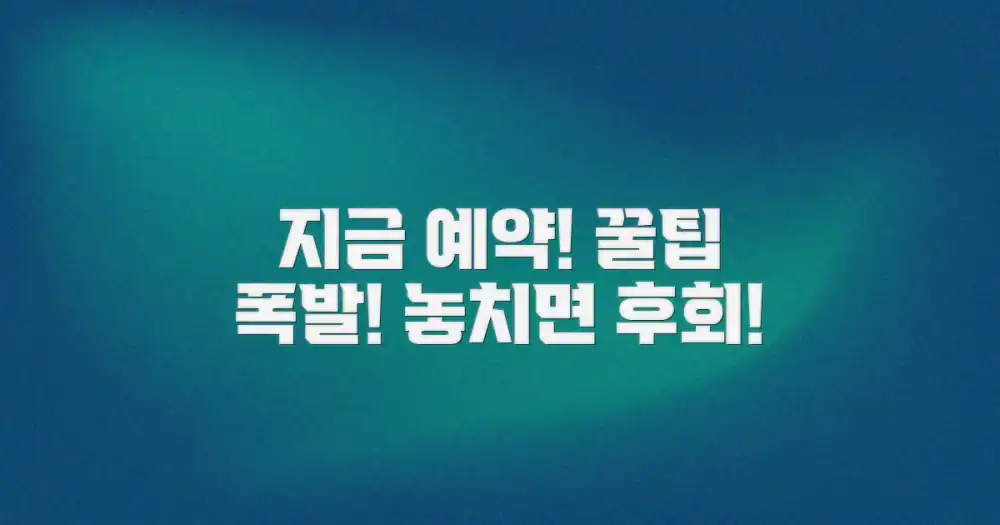 지금 예약하면 꿀팁 가득!