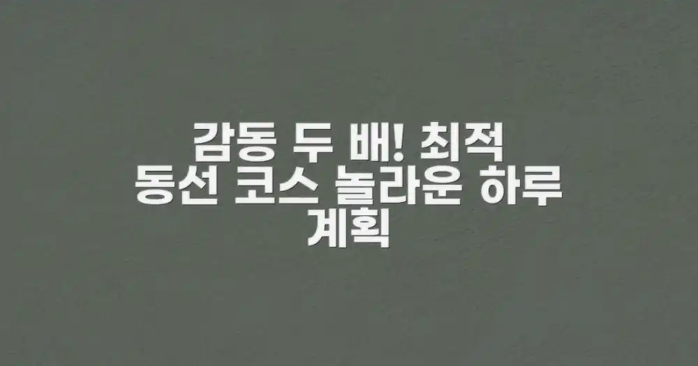 놀라운 하루 코스 계획: 최적의 동선으로 감동 두 배!