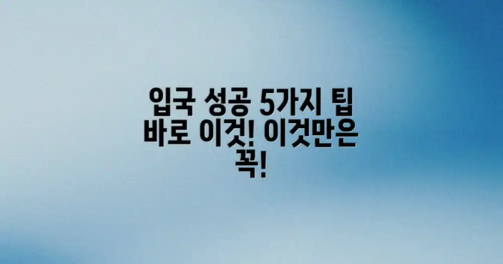 성공적인 입국을 위한 5가지 팁