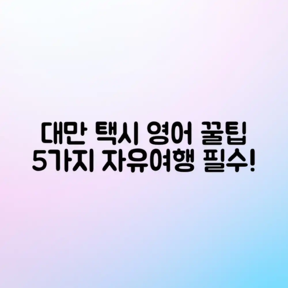 대만 자유여행: 택시 영어 5가지 꿀팁!