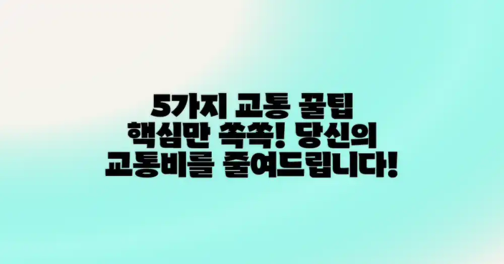 5가지 교통 꿀팁