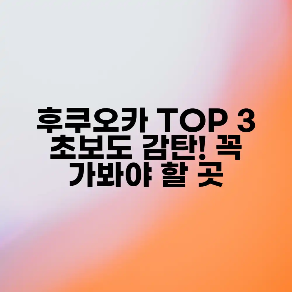 초보도 감탄! 후쿠오카 가볼 만한 곳 TOP 3